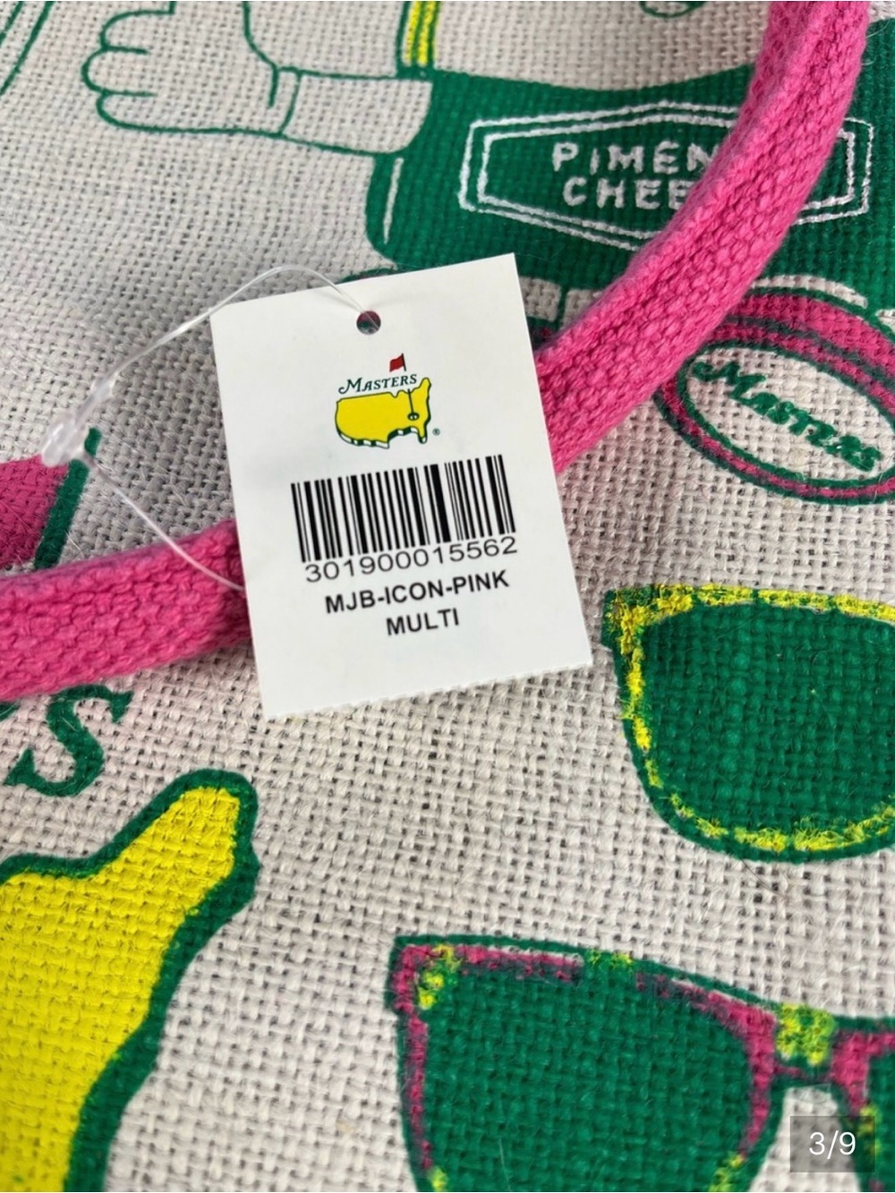 Masters NWT 2026 Pink-Trimmed Tote with Green & Yellow Graphics - Picture 3 of 6